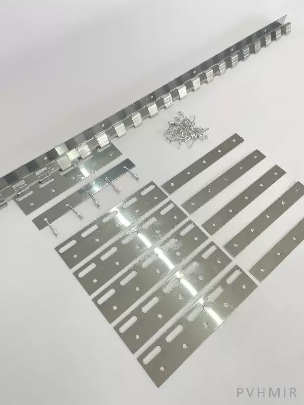 Крепеж для ПВХ завесы - гребенка и пластины 200мм нерж